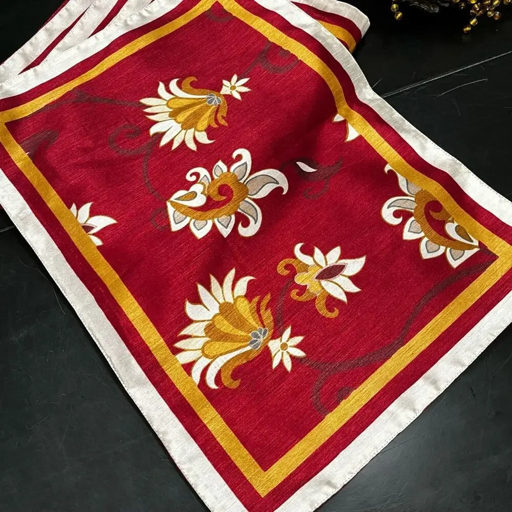 NEW Z Gallerie Silk Blend Floral Rectangular Placemats 20”x14” Set 4 Cranberry